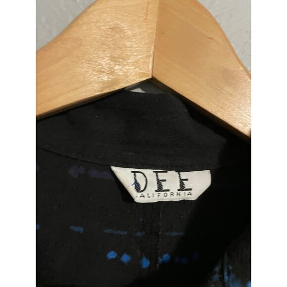 Vintage Dee California Womens Top Black Rayon Aztec Large Southwestern 80s READ - Picture 2 of 7